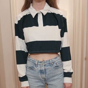 DIVIDED Striped Long Sleeve Shirt and Light Wash Jeans